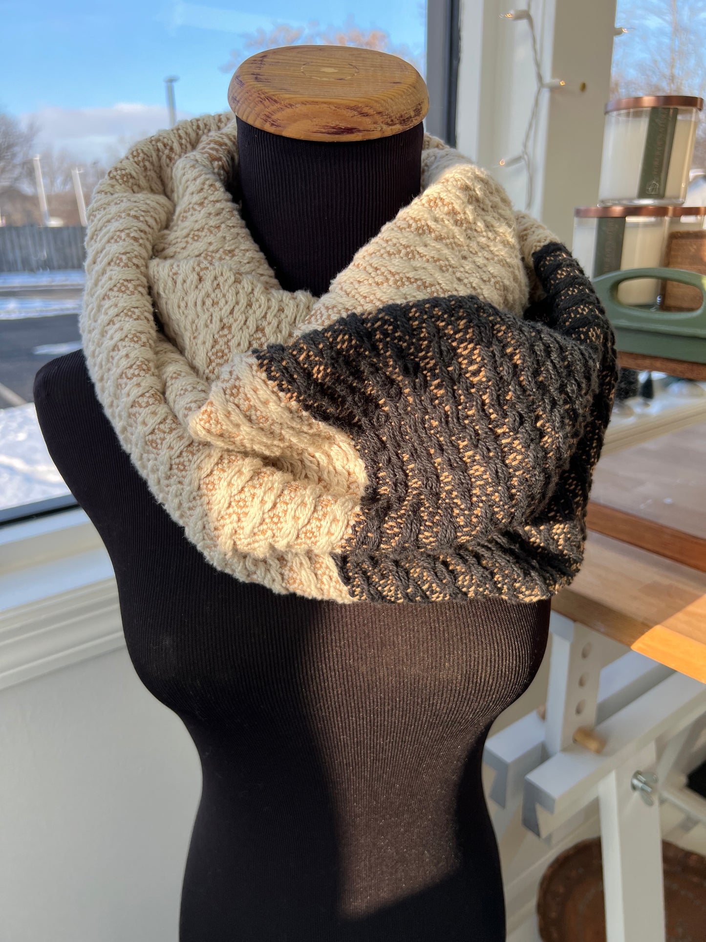 handwoven peak infinity scarf